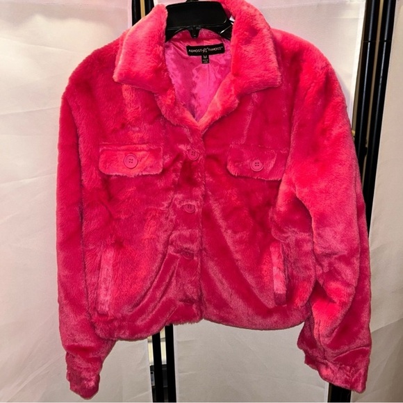 Almost Famous Hot Pink Teddy Jacket - Picture 1 of 4